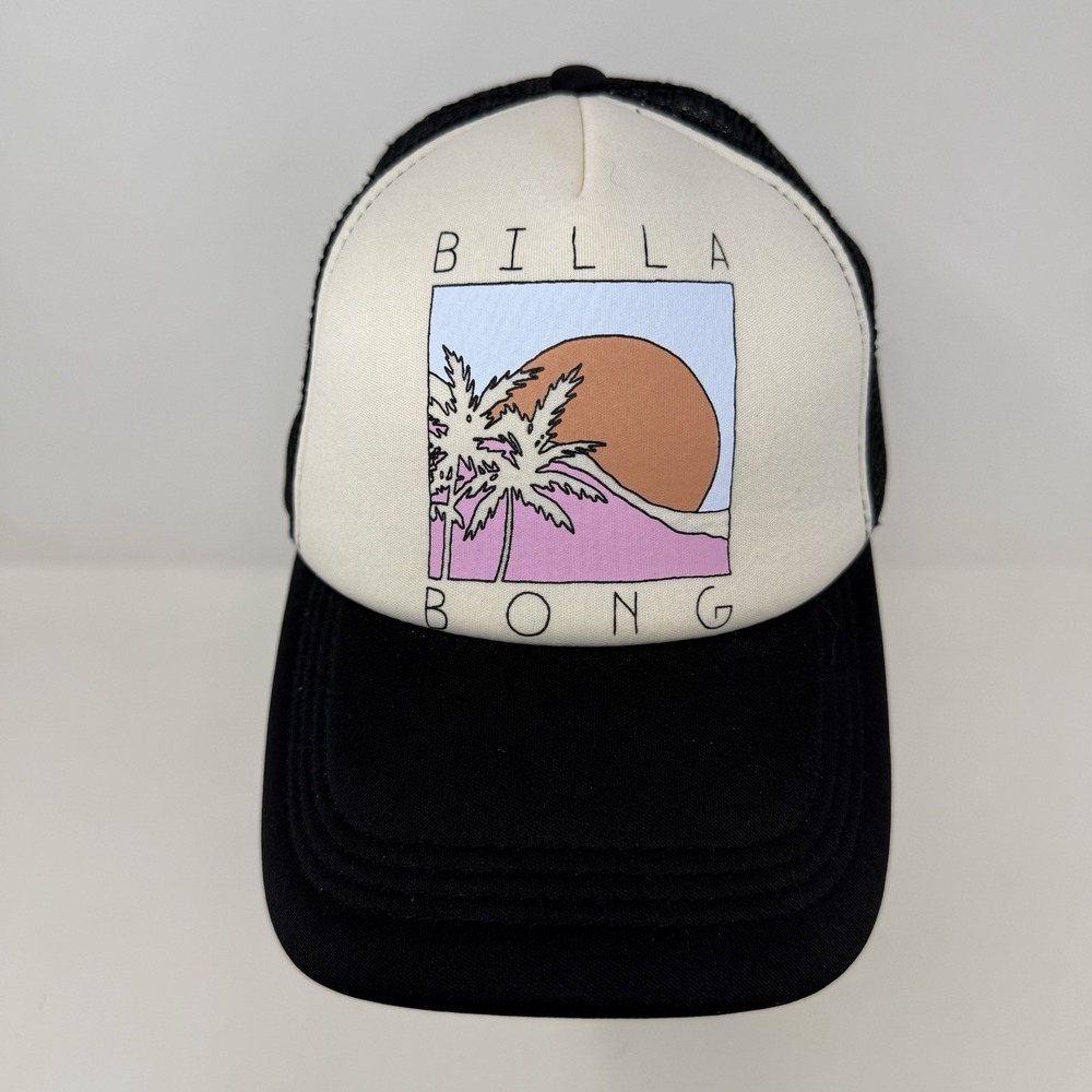 Billabong Across Waves Women's Trucker Hat Beach Sunset PalmTrees SnapBack Cap